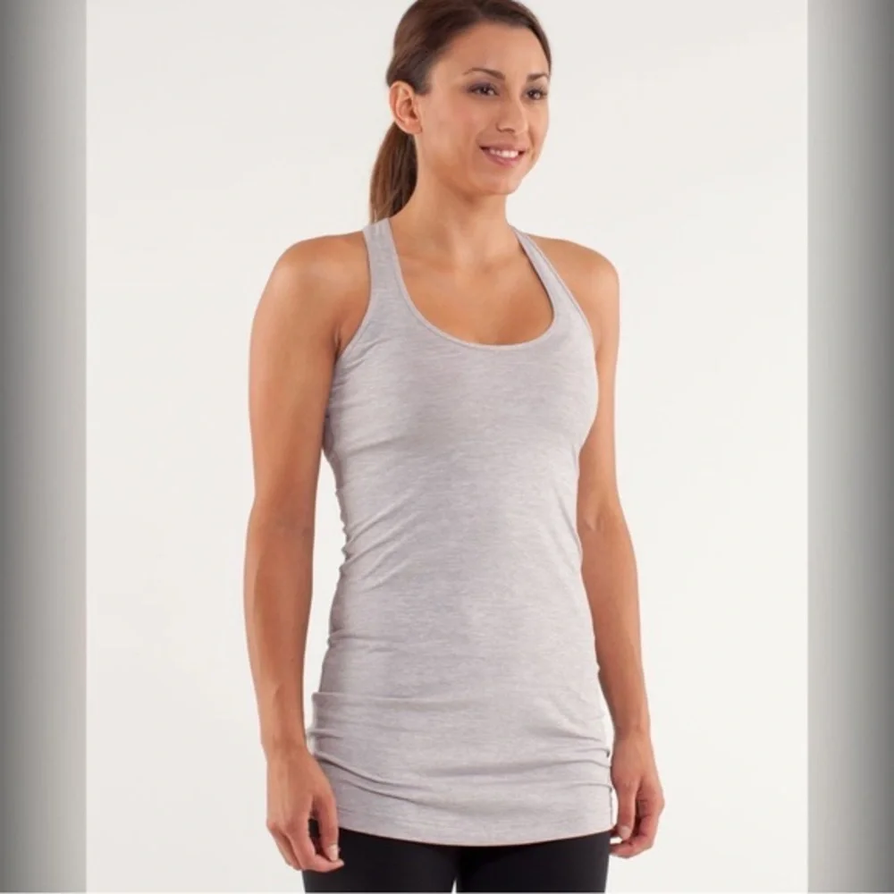Lululemon Cool Racerback *Extra Long Metallic Silver Size 4 Workout Top